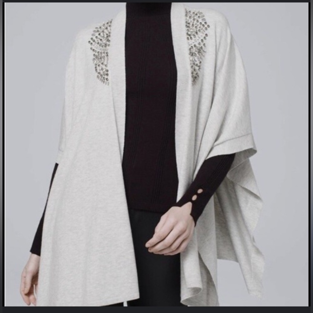 WHBM - crystal embellished,Ruana wrap poncho